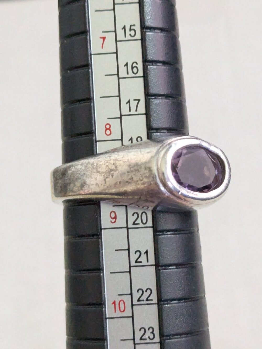 Unisex 925 Sterling Silver Faceted Amethyst Ring Size 8.5